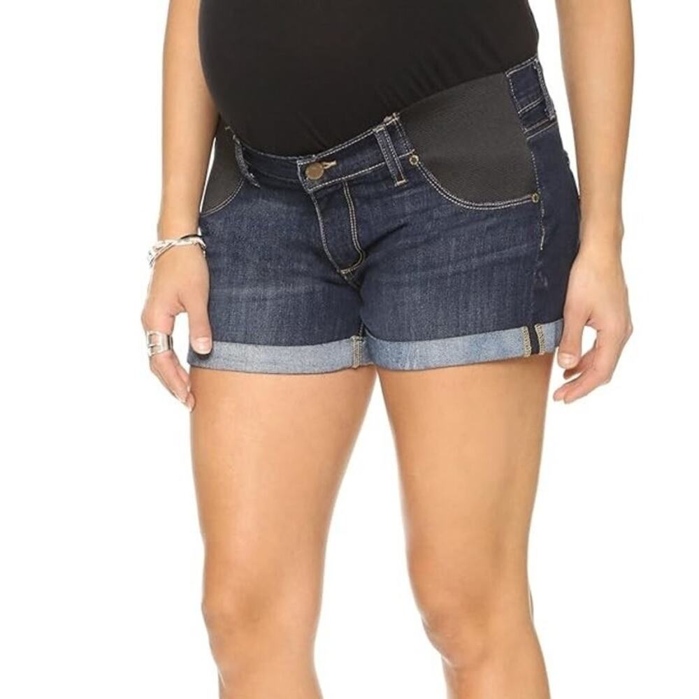 Paige Jimmy Jimmy Maternity Denim Shorts Size 8 Blue Dark Wash Casual Stretch